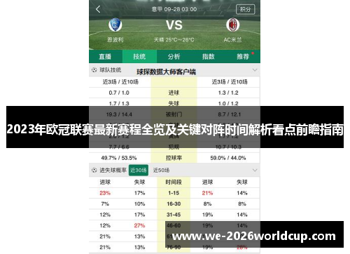 2023年欧冠联赛最新赛程全览及关键对阵时间解析看点前瞻指南